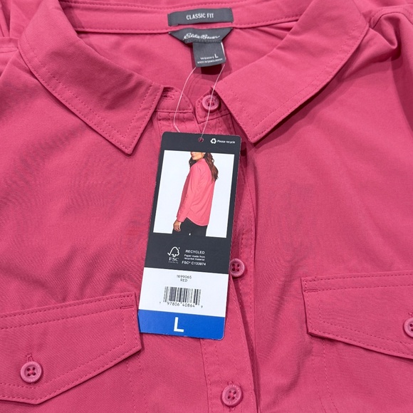 🌻 NWT Eddie Bauer Departure Shirt — Button-Down — Coral/ Rose Red — L - Picture 3 of 7